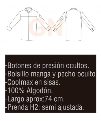 Chaqueta de cocina de algodón con sisas transpirables