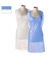Delantal con peto desechable de polietileno 150 gr/m² color blanco y azul