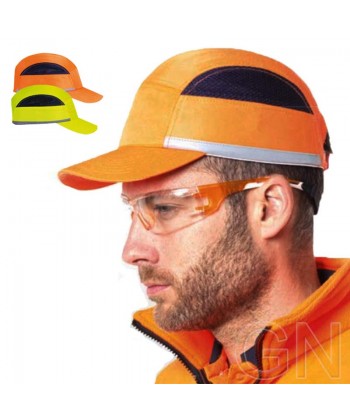 Gorra protectora transpirable visera larga y tejido de alta visibilidad