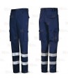 Pantalones multibolsillos económicos con cintas color azul marino