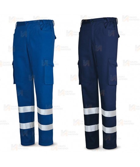 Pantalones multibolsillos económicos con cintas color azul marino