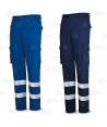 Pantalones multibolsillos económicos con cintas color azul marino