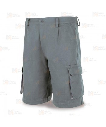 Pantalón bermuda combinado de algodón color  gris