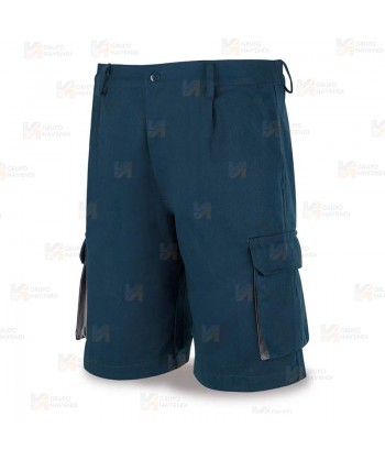 Pantalón bermuda combinado de algodón color  azul marino