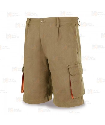Pantalón bermuda combinado de algodón color  beige