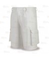 Pantalón bermuda combinado de algodón color  blanco