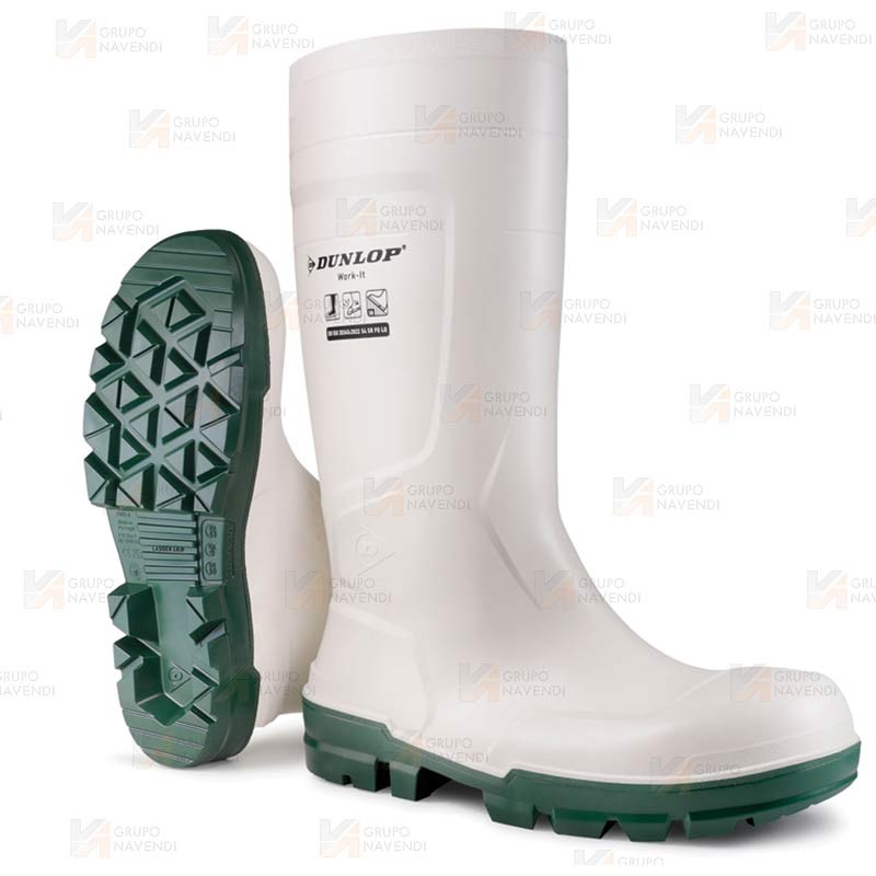 Bota alimentaria blanca PVC/nitrilo de Dunlop  S4 SR FO LG