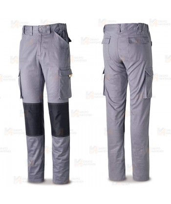 Pantalón elástico multibolsillos con refuerzos color gris