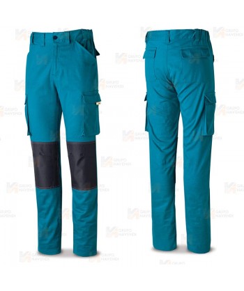 Pantalón elástico multibolsillos con refuerzos color azul eléctrico