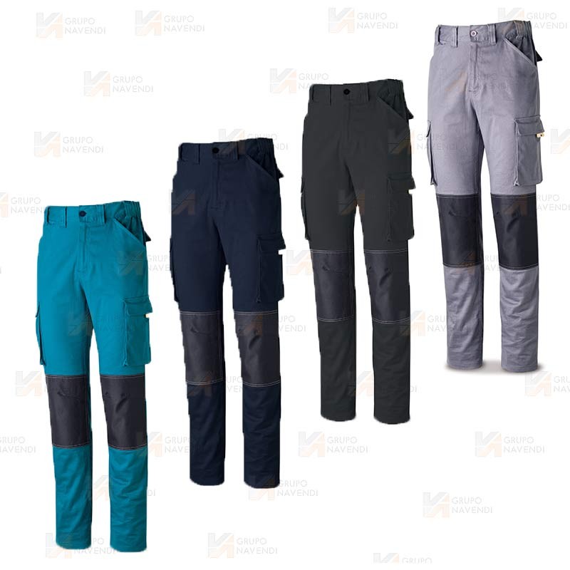 Pantalón elástico multibolsillos con refuerzos color azul