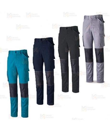 Pantalón elástico multibolsillos con refuerzos color azul