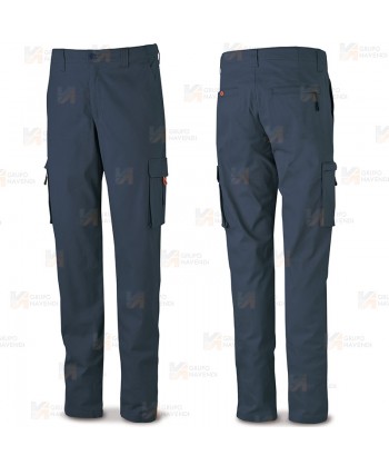 Pantalón laboral bielástico multibolsillos color azul marino