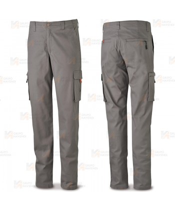 Pantalón laboral bielástico multibolsillos color gris