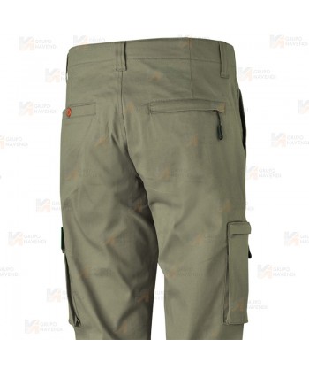 Pantalón laboral bielástico multibolsillos color kaki