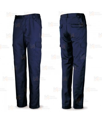 Pantalón multibolsillos económico de algodón color azul marino