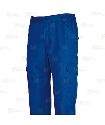 Pantalón multibolsillos económico de algodón color azulina