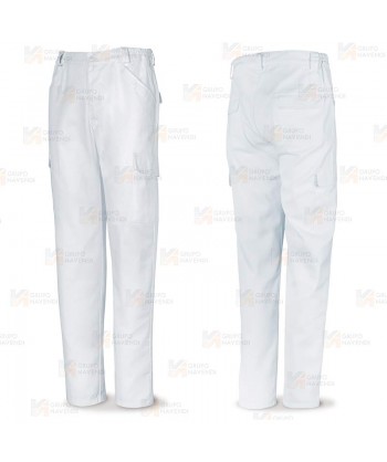 Pantalón económico multibolsillos de tejido muy resistente de 200 gr color blanco
