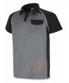 Polo de manga corta con bolsillo y tejido transpirable gris y negro