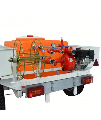 Remolque contra incendios con motobomba HONDA de 10 Bar - 500 lit/min para Aeródromos y Helipuertos.