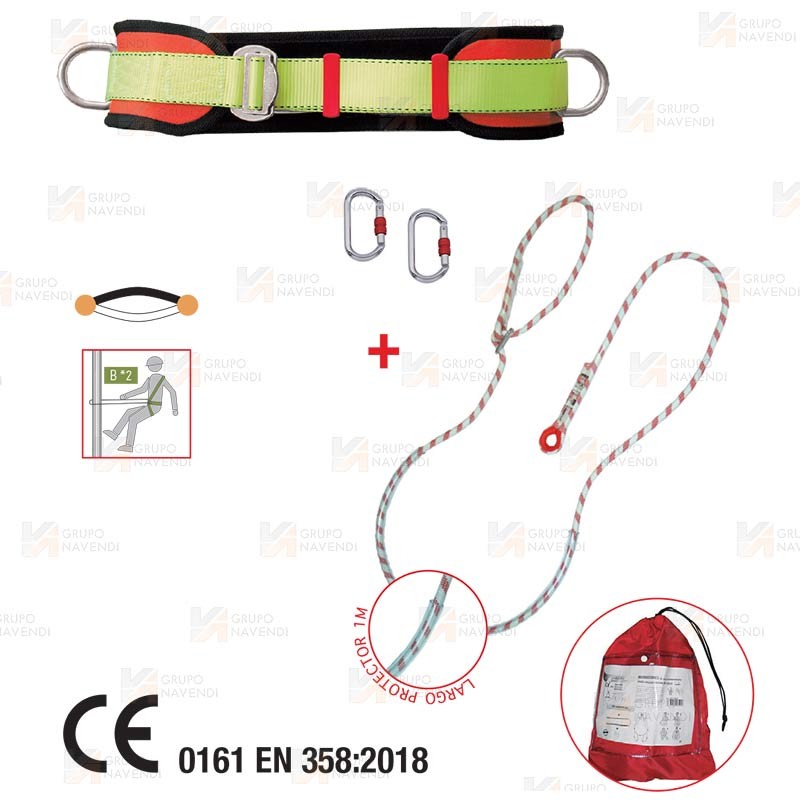 Kit de cinturón de posicionamiento con cuerda de amarre y mosquetones