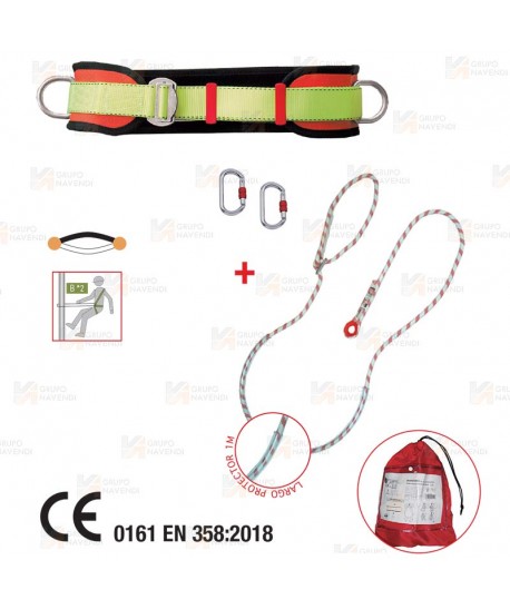 Kit de cinturón de posicionamiento con cuerda de amarre y mosquetones