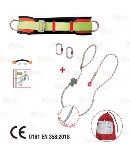 Kit de cinturón de posicionamiento con cuerda de amarre y mosquetones