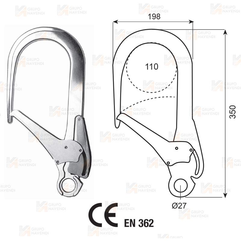 Gancho automático para andamios de aluminio (110 mm)
