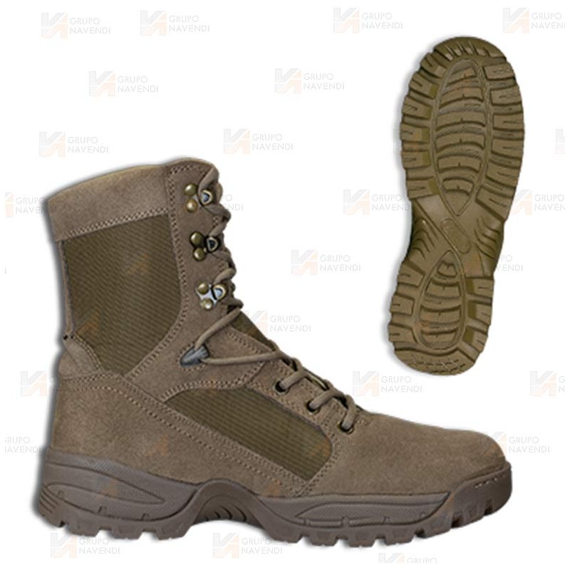 Bota táctica de caña alta con cordones color kaki