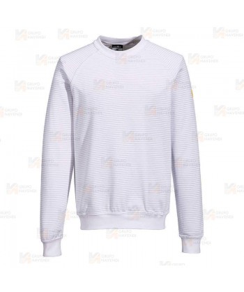 Sudadera de cuello redondo ESD antiestática color blanco