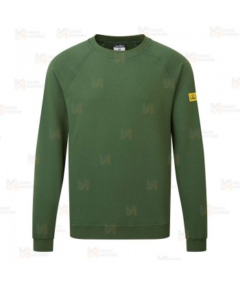 Sudadera de cuello redondo ESD antiestática color verde