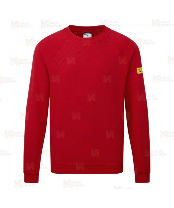 Sudadera de cuello redondo ESD antiestática color rojo