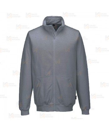 Sudadera con cremallera central ESD antiestática color gris
