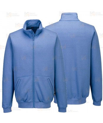Sudadera con cremallera central ESD antiestática color azul