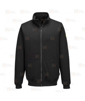 Sudadera con cremallera central ESD antiestática color negro