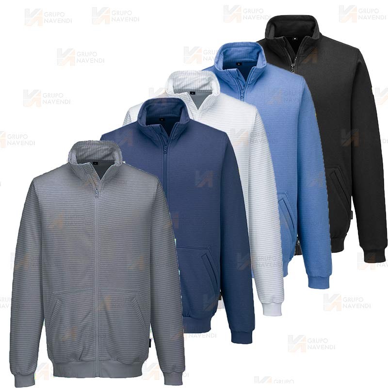 Sudadera con cremallera central ESD antiestática