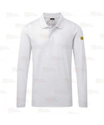 Polo ESD antiestático de manga corta color blanco