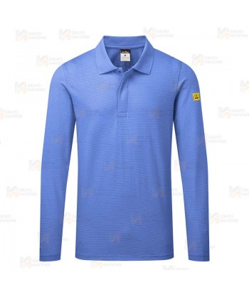 Polo ESD antiestático de manga corta color celeste