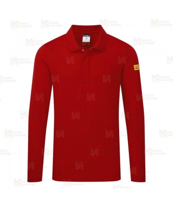 Polo ESD antiestático de manga corta color rojo