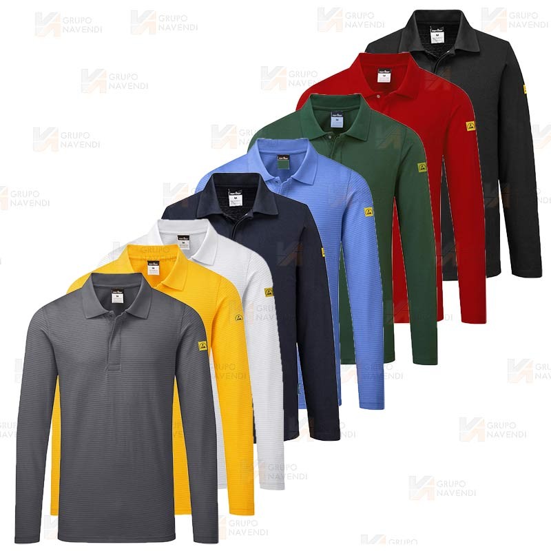 Polo ESD antiestático de manga larga