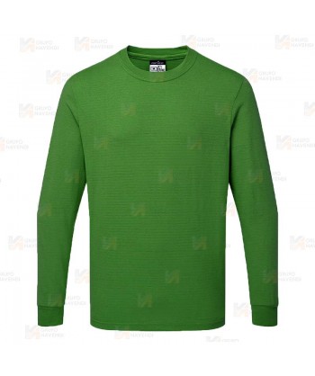 Camiseta ESD antiestática de manga larga y cuello redondo color verde