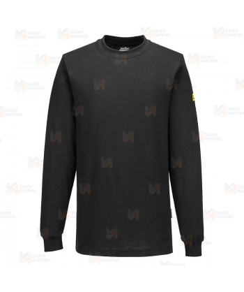 Camiseta ESD antiestática de manga larga y cuello redondo color negro