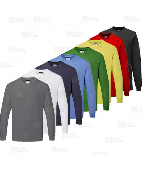 Camiseta ESD antiestática de manga larga y cuello redondo