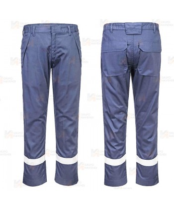 Pantalón ignífugo multinorma muy grueso y resistente color azulina