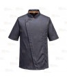 Chaqueta de cocina altamente transpirable de manga corta color negro