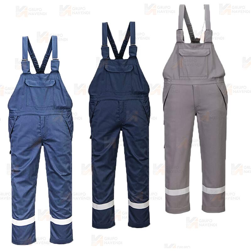 Pantalón peto ignífugo multinorma, económico y muy resistente color azul marino