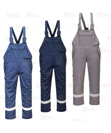 Pantalón peto ignífugo multinorma, económico y muy resistente color azul marino