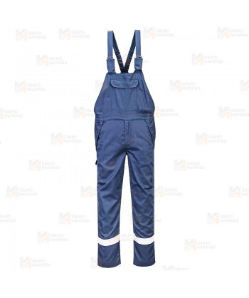 Pantalón peto ignífugo multinorma, económico y muy resistente color azulina