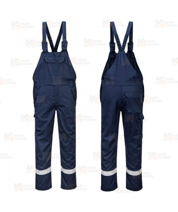 Pantalón peto ignífugo multinorma, económico y muy resistente color azul marino