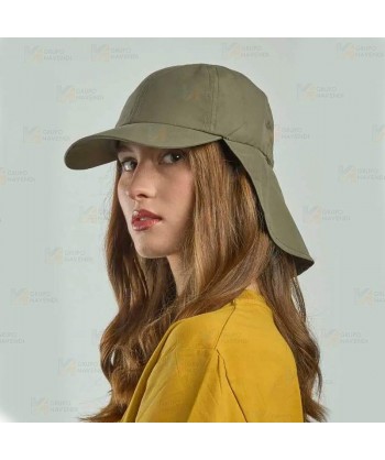 Gorra con parasol de cuello y protección de rayos UPF50+ color verde oliva