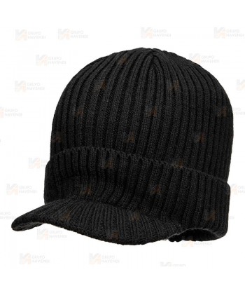 Gorro de punto con visera para el frío intenso color azul negro